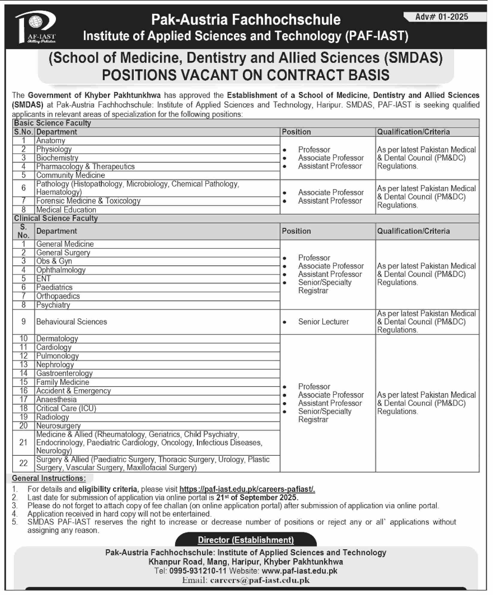 Jobs in Pak Austria Fachhochschule Institute of Applied Sciences & Technology